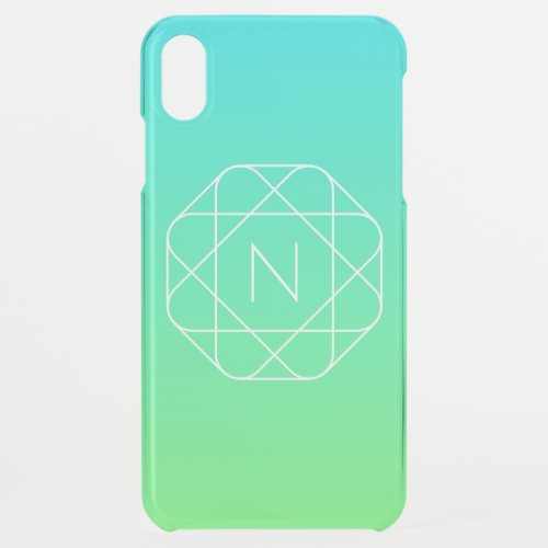 Cool Geometric Monogram  Blue  Lime Green Ombre iPhone XS Max Case