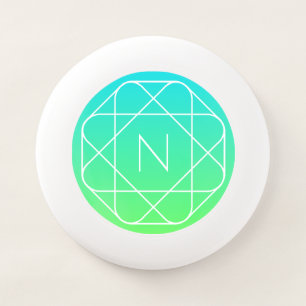 Cool Geometric Monogram Blue & Lime Green Ombre Wham-O Frisbee