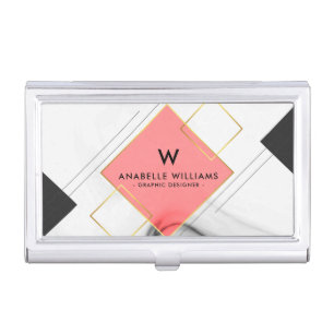 Cool Geometric Monogram Business Card Case