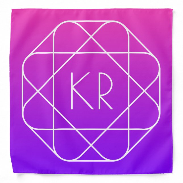 Cool Geometric Monogram | Magenta Purple Violet Bandana (Front)