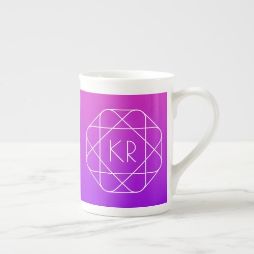 Cool Geometric Monogram  Magenta Purple Violet Bone China Mug