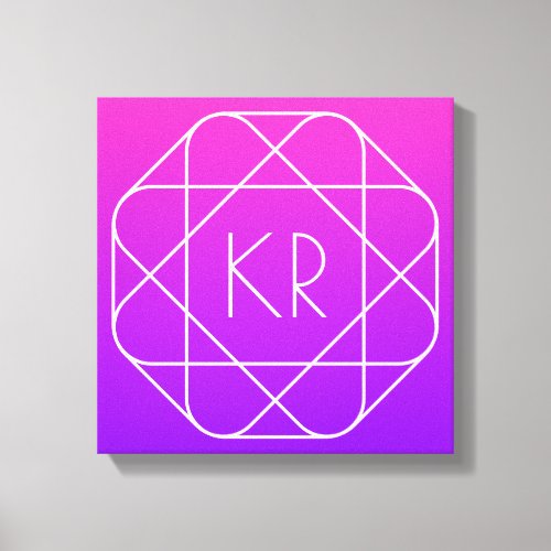 Cool Geometric Monogram  Magenta Purple Violet Canvas Print