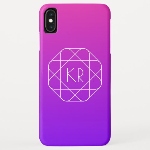 Cool Geometric Monogram  Magenta Purple Violet iPhone XS Max Case