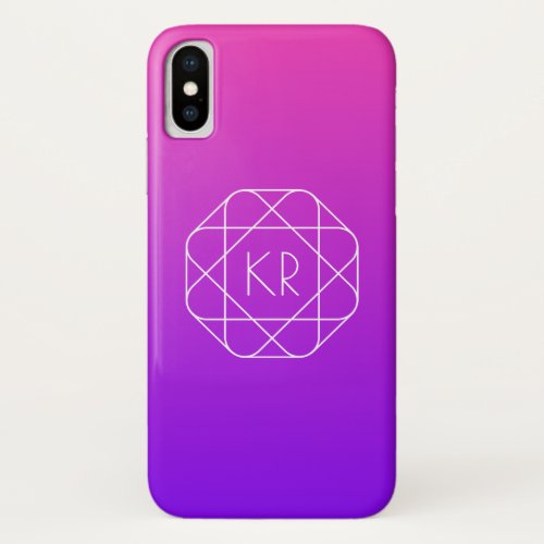 Cool Geometric Monogram  Magenta Purple Violet iPhone X Case