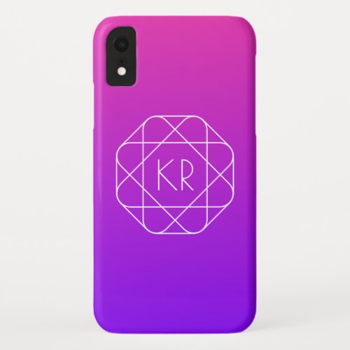 Cool Geometric Monogram  Magenta Purple Violet iPhone XR Case