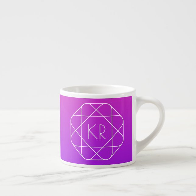 Cool Geometric Monogram | Magenta Purple Violet Espresso Cup (Right)
