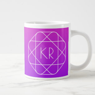 Cool Geometric Monogram Magenta Purple Violet Giant Coffee Mug