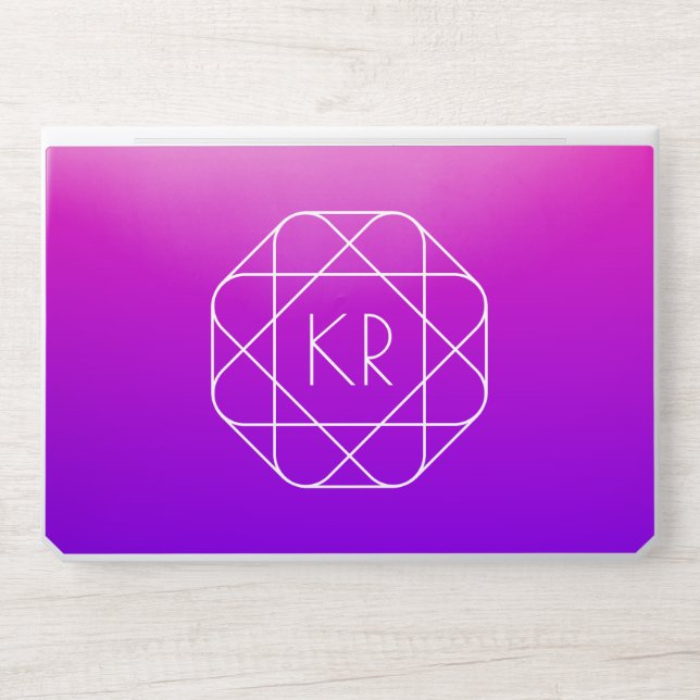 Cool Geometric Monogram | Magenta Purple Violet HP Laptop Skin (Front)