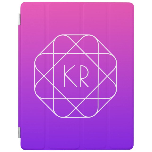 Cool Geometric Monogram | Magenta Purple Violet iPad Smart Cover (Front)