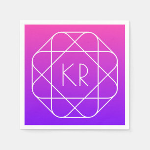 Cool Geometric Monogram Magenta Purple Violet Napkins
