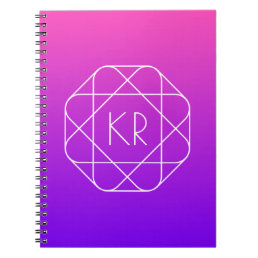 Cool Geometric Monogram | Magenta Purple Violet Notebook