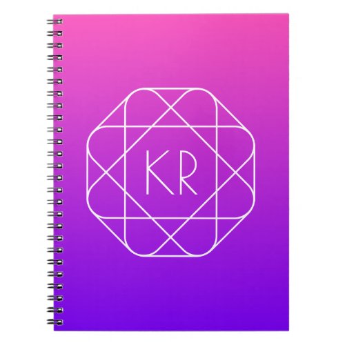 Cool Geometric Monogram  Magenta Purple Violet Notebook