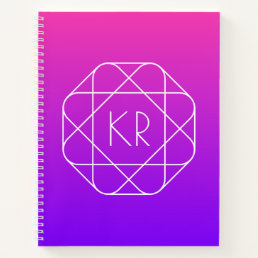 Cool Geometric Monogram | Magenta Purple Violet Notebook