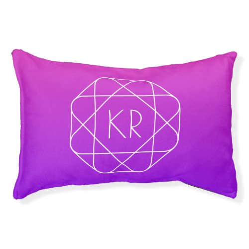 Cool Geometric Monogram  Magenta Purple Violet Pet Bed