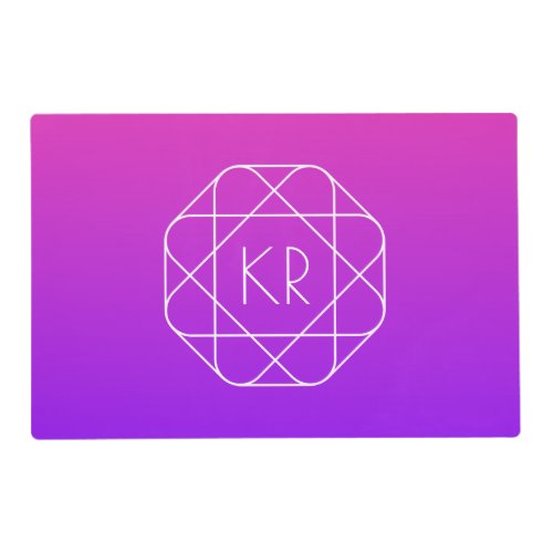 Cool Geometric Monogram  Magenta Purple Violet Placemat