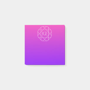 Cool Geometric Monogram Magenta Purple Violet Post-it Notes