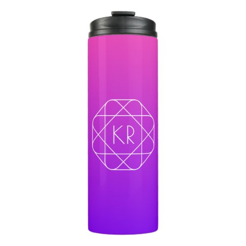 Cool Geometric Monogram  Magenta Purple Violet Thermal Tumbler