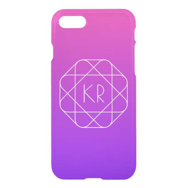 Cool Geometric Monogram | Magenta Purple Violet Uncommon iPhone Case (Back)