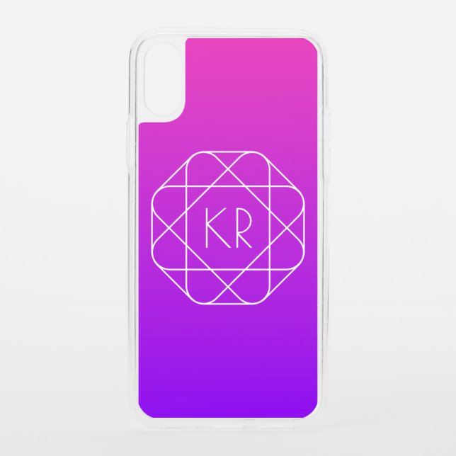 Cool Geometric Monogram | Magenta Purple Violet Uncommon iPhone Case (Back)