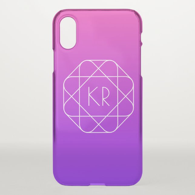 Cool Geometric Monogram | Magenta Purple Violet Uncommon iPhone Case (Back)