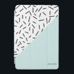 Cool Geometric Pattern Personalized iPad Mini Cover<br><div class="desc">Funky and cool black and white geometric abstract pattern inspired by the Memphis pattern style with a color accent. Personalize it with your name or monogram.</div>