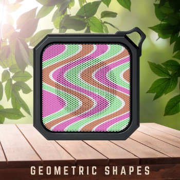 Cool Geometric Pink And Green Wavy Pattern  Bluetooth Speaker by InTrendPatterns at Zazzle