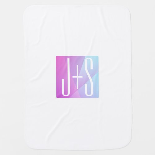 Cool Geometric Pink  Purple  Couples Initials Baby Blanket