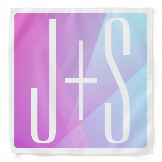 Cool Geometric Pink & Purple | Couples Initials Bandana (Front)