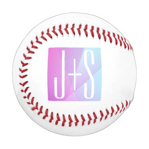 Cool Geometric Pink  Purple  Couples Initials Baseball