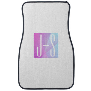 Cool Geometric Pink & Purple Couples Initials Car Floor Mat