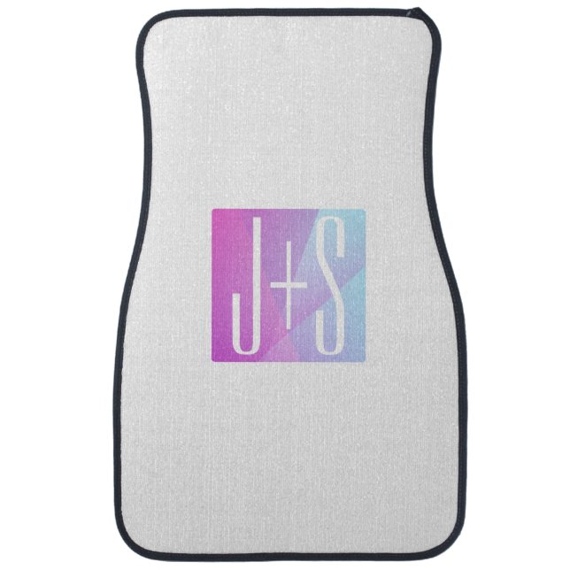 Cool Geometric Pink & Purple | Couples Initials Car Floor Mat (Front)