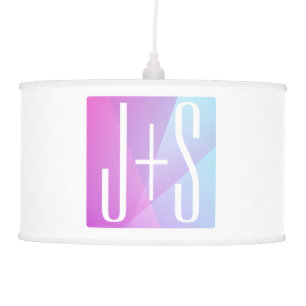 Cool Geometric Pink & Purple   Couples Initials Ceiling Lamp