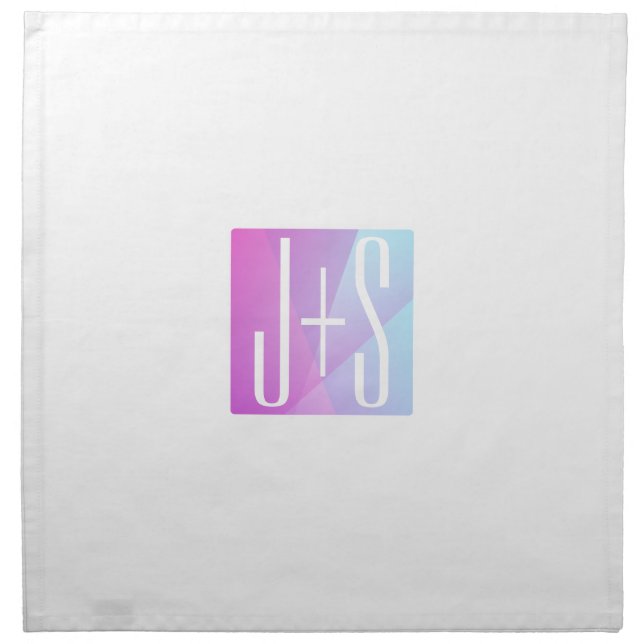 Cool Geometric Pink & Purple | Couples Initials Cloth Napkin (Front)