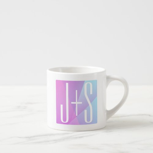 Cool Geometric Pink  Purple  Couples Initials Espresso Cup