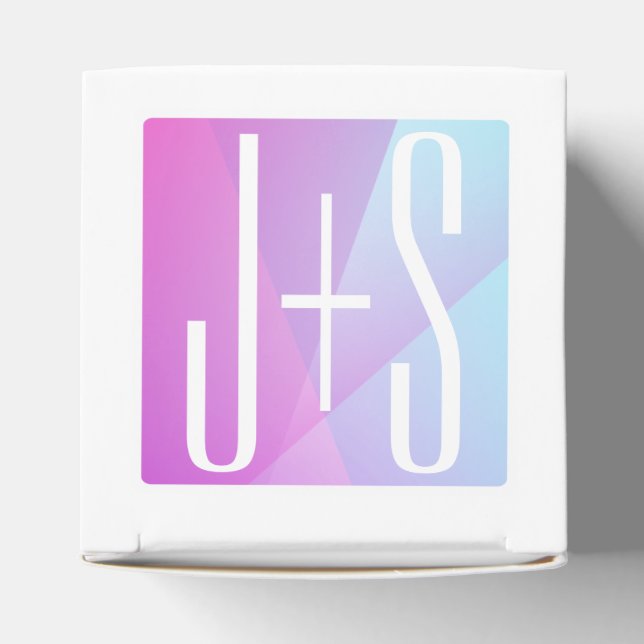 Cool Geometric Pink & Purple | Couples Initials Favor Boxes (Top)
