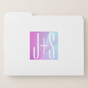 Cool Geometric Pink & Purple Couples Initials File Folder