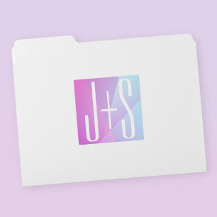 Cool Geometric Pink & Purple   Couples Initials File Folder