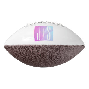 Cool Geometric Pink & Purple Couples Initials Football