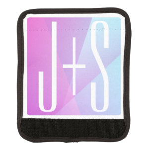 Cool Geometric Pink & Purple Couples Initials Luggage Handle Wrap