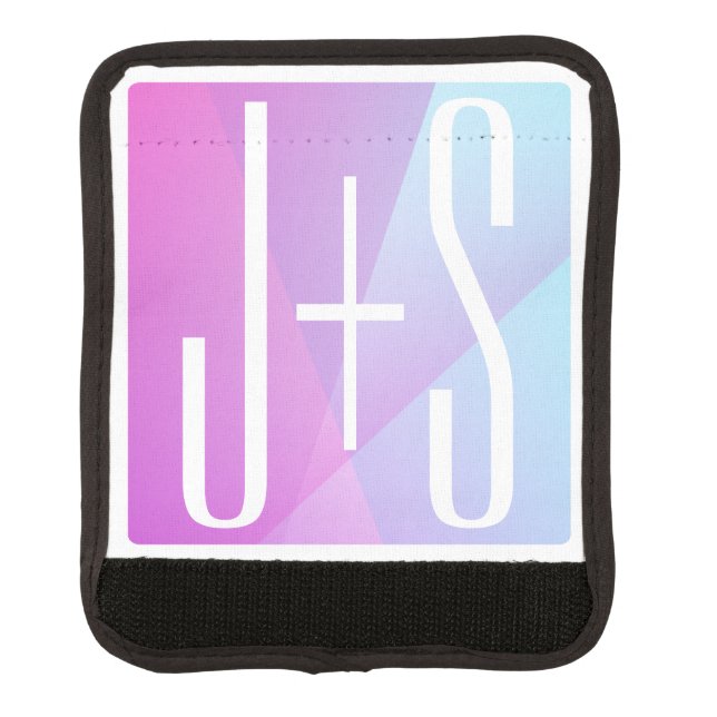 Cool Geometric Pink & Purple | Couples Initials Luggage Handle Wrap (Front)