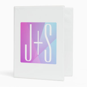 Cool Geometric Pink & Purple Couples Initials Mini Binder
