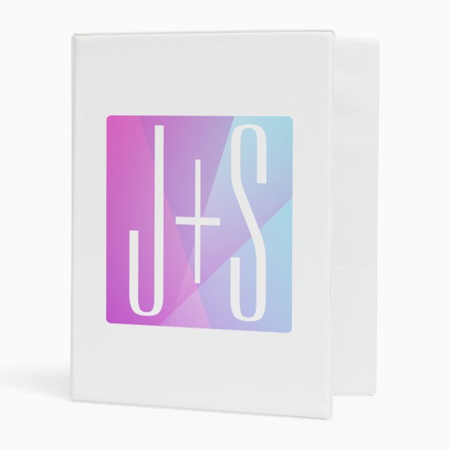 Cool Geometric Pink & Purple | Couples Initials Mini Binder (Front/Inside)