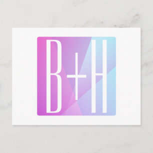Cool Geometric Pink & Purple Couples Initials Postcard