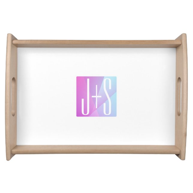 Cool Geometric Pink & Purple | Couples Initials Serving Tray (Front)