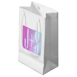 Cool Geometric Pink &amp; Purple | Couples Initials Small Gift Bag