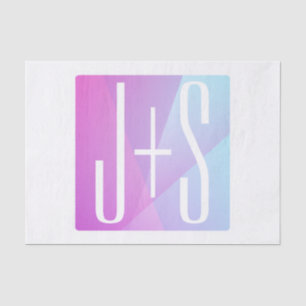 Cool Geometric Pink & Purple   Couples Initials Tissue Paper