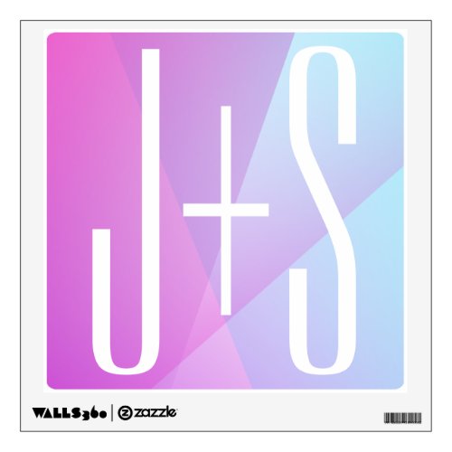 Cool Geometric Pink  Purple  Couples Initials Wall Decal