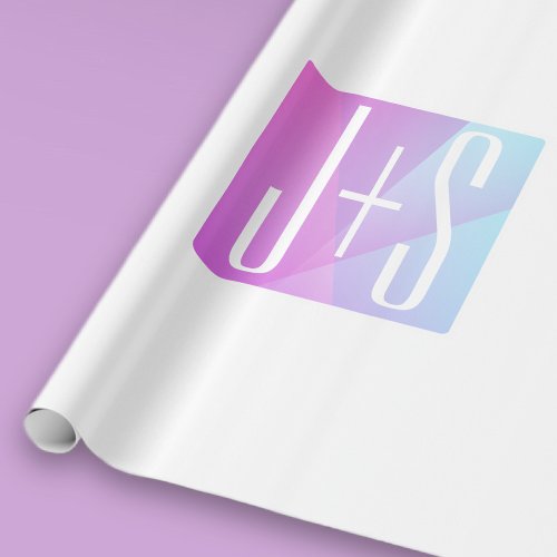 Cool Geometric Pink  Purple  Couples Initials Wrapping Paper