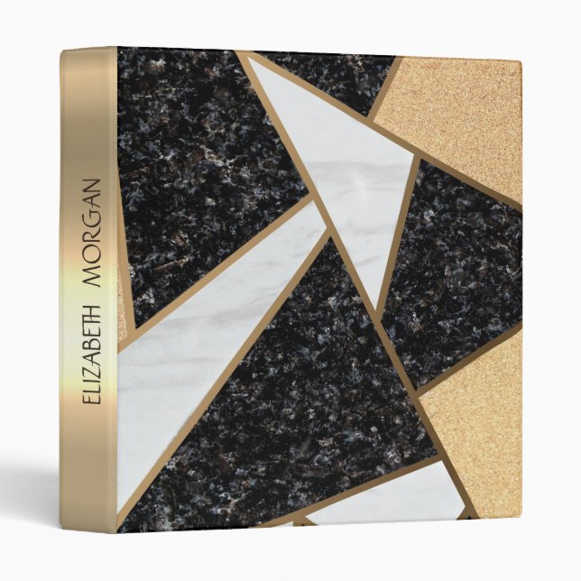 Cool Geometric Stone Granite Marble 3 Ring Binder (Front/Spine)
