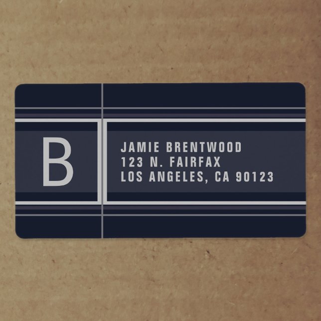 Cool Geometric Stylized Blue Grey Return Address Label (Creator Uploaded)
